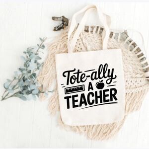 Custom Natural Canvas Teacher Tote Tote-ally A Teacher